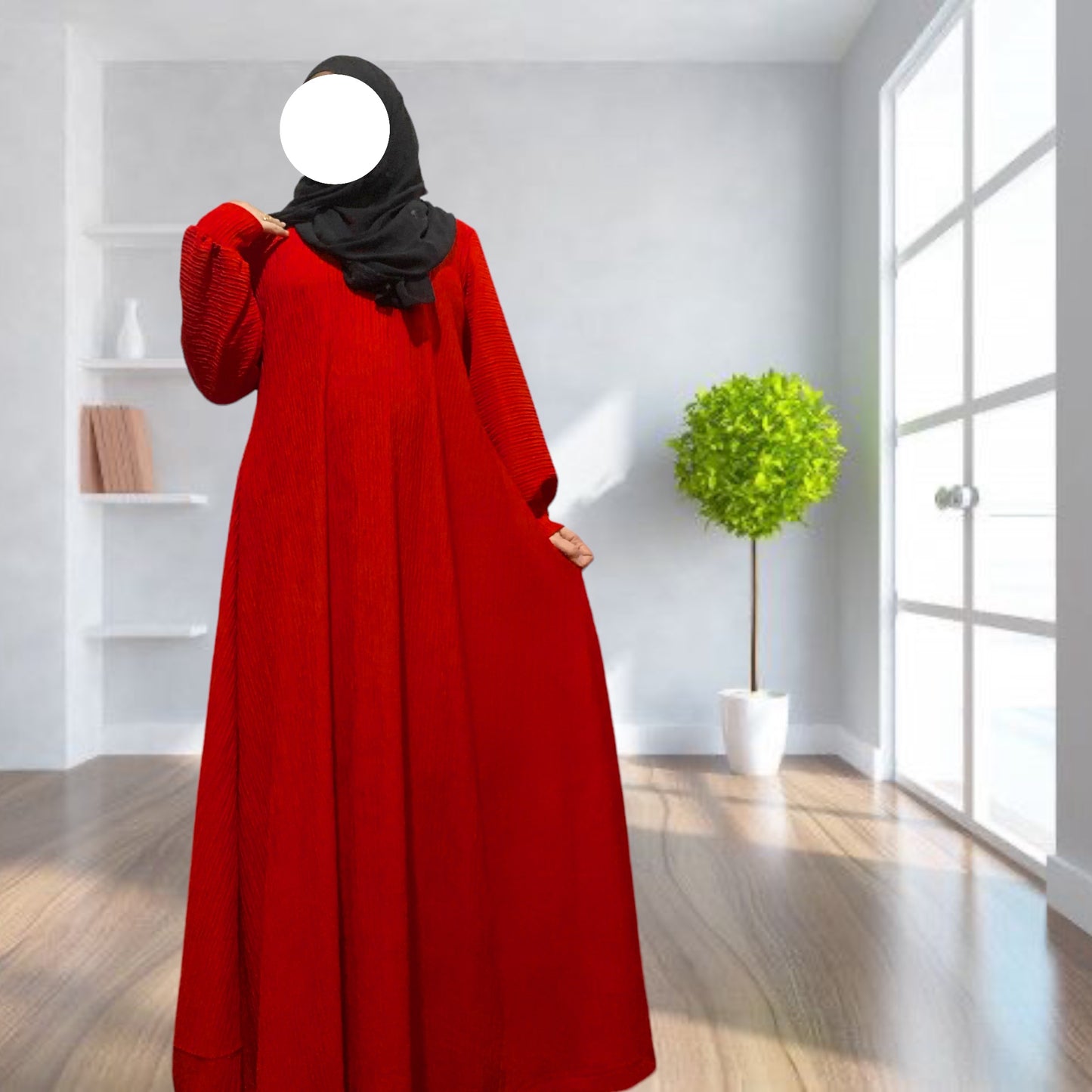 BURQANA Ameerah Bark Crepe A-line muslim dress for women Large