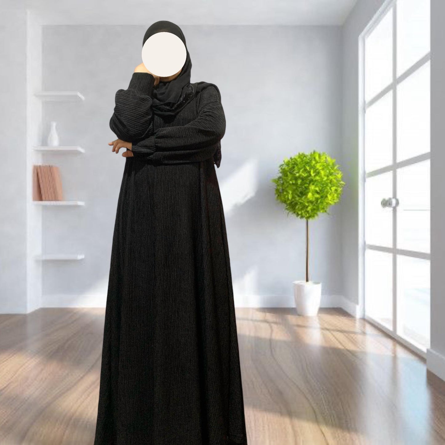 BURQANA Ameerah Bark Crepe A-line muslim dress for women Small