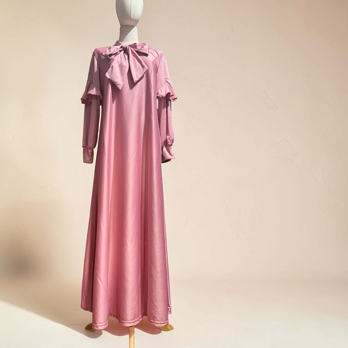 BURQANA Zahra Ribbon A-line Flounce Muslim Long Dress Abaya Fit Up To Large