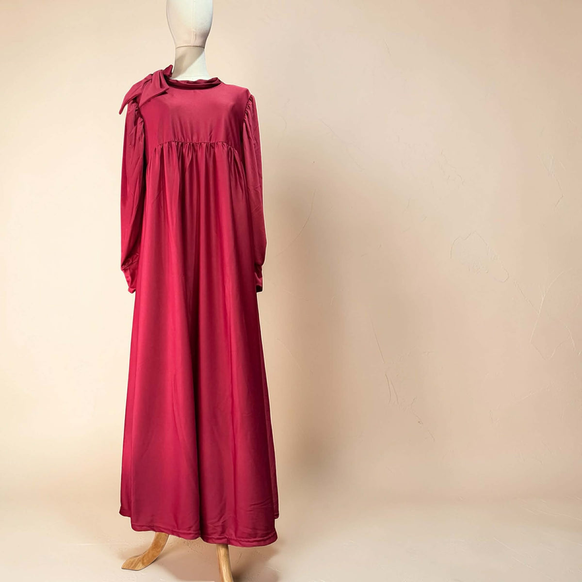Burqana Haala Muslim Dress for Women Large | Quiana Modest Long Dress with Shirred Shoulder Ribbon
