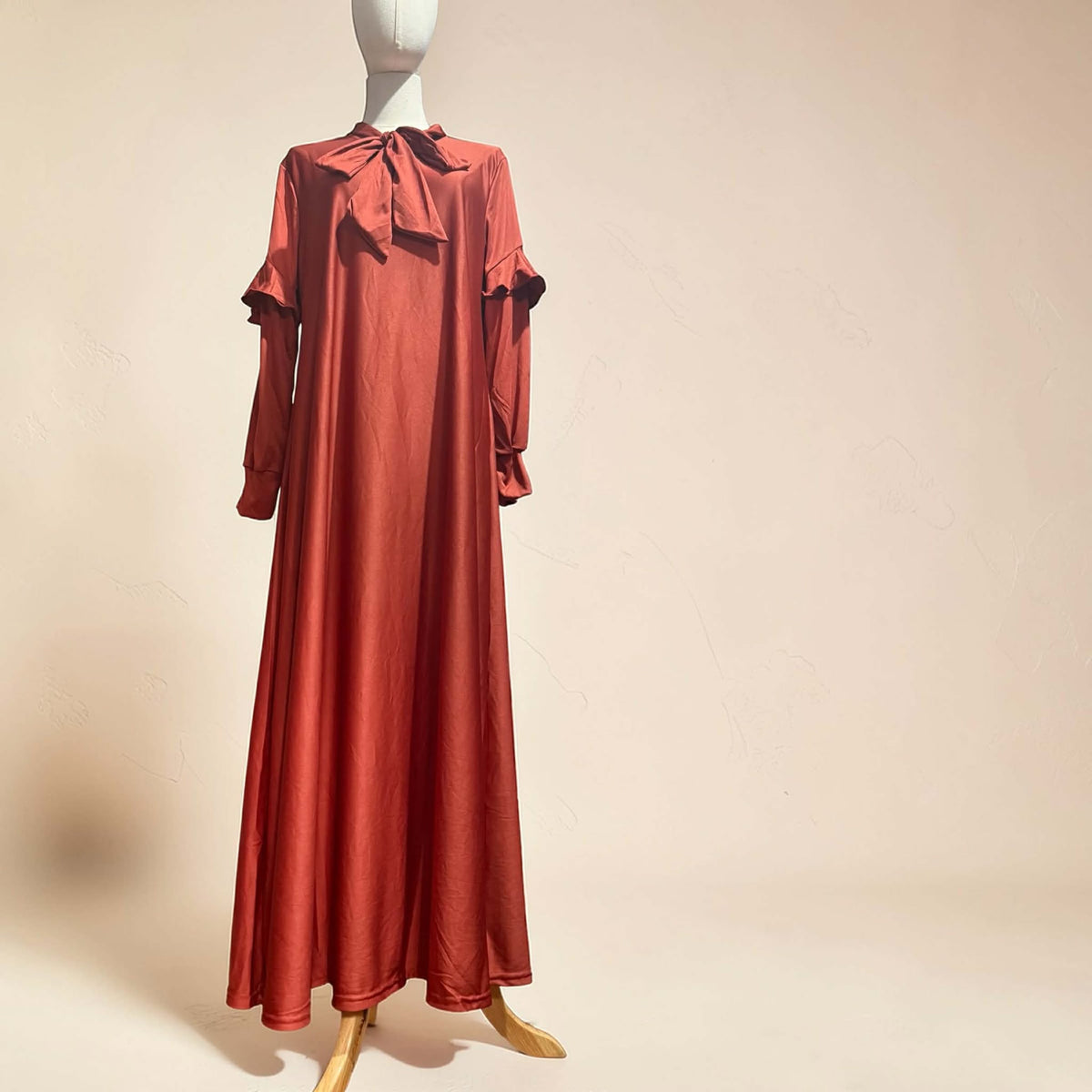 BURQANA Zahra Ribbon A-line Flounce Muslim Long Dress Abaya Fit Up To Large