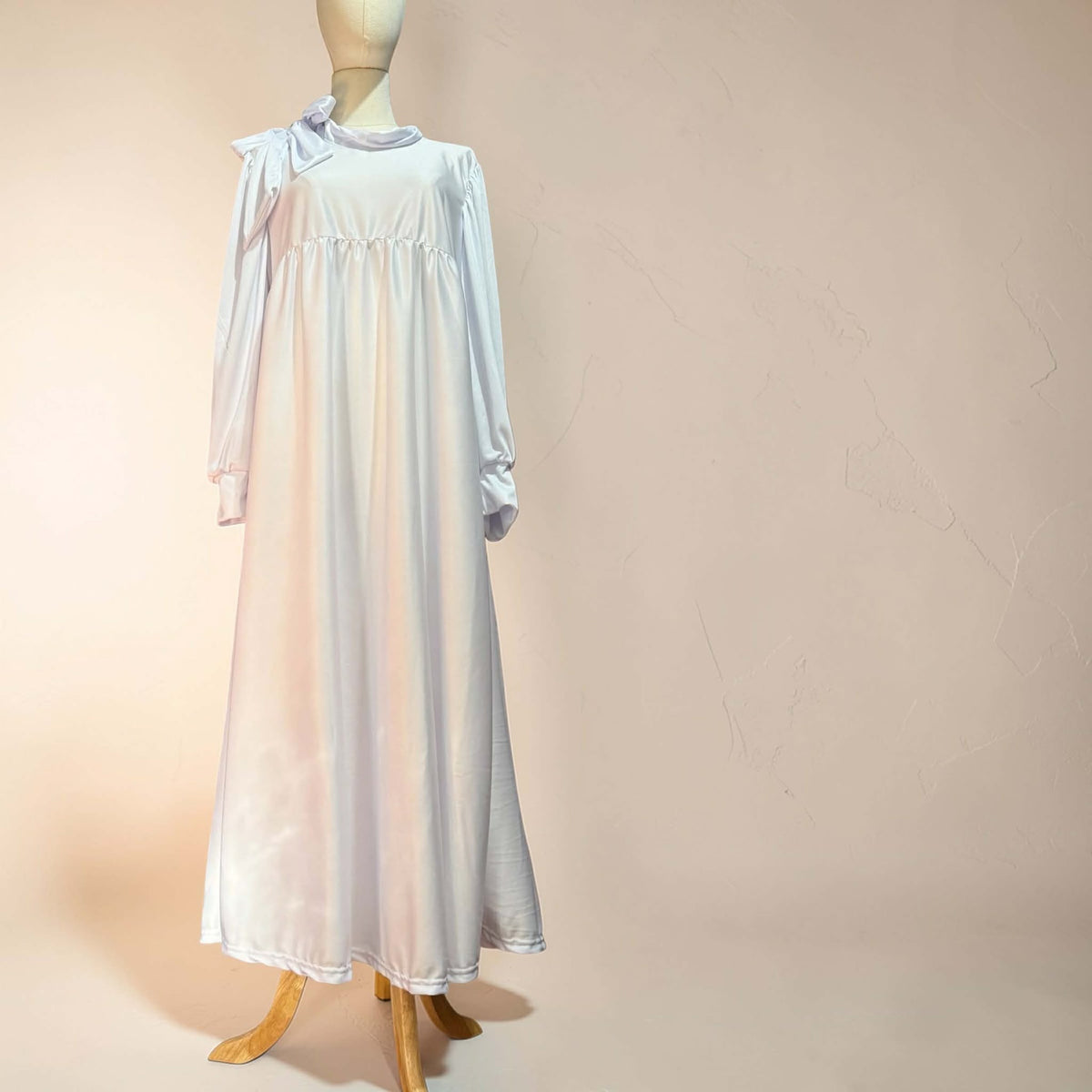 Burqana Haala Muslim Dress for Women Large | Quiana Modest Long Dress with Shirred Shoulder Ribbon