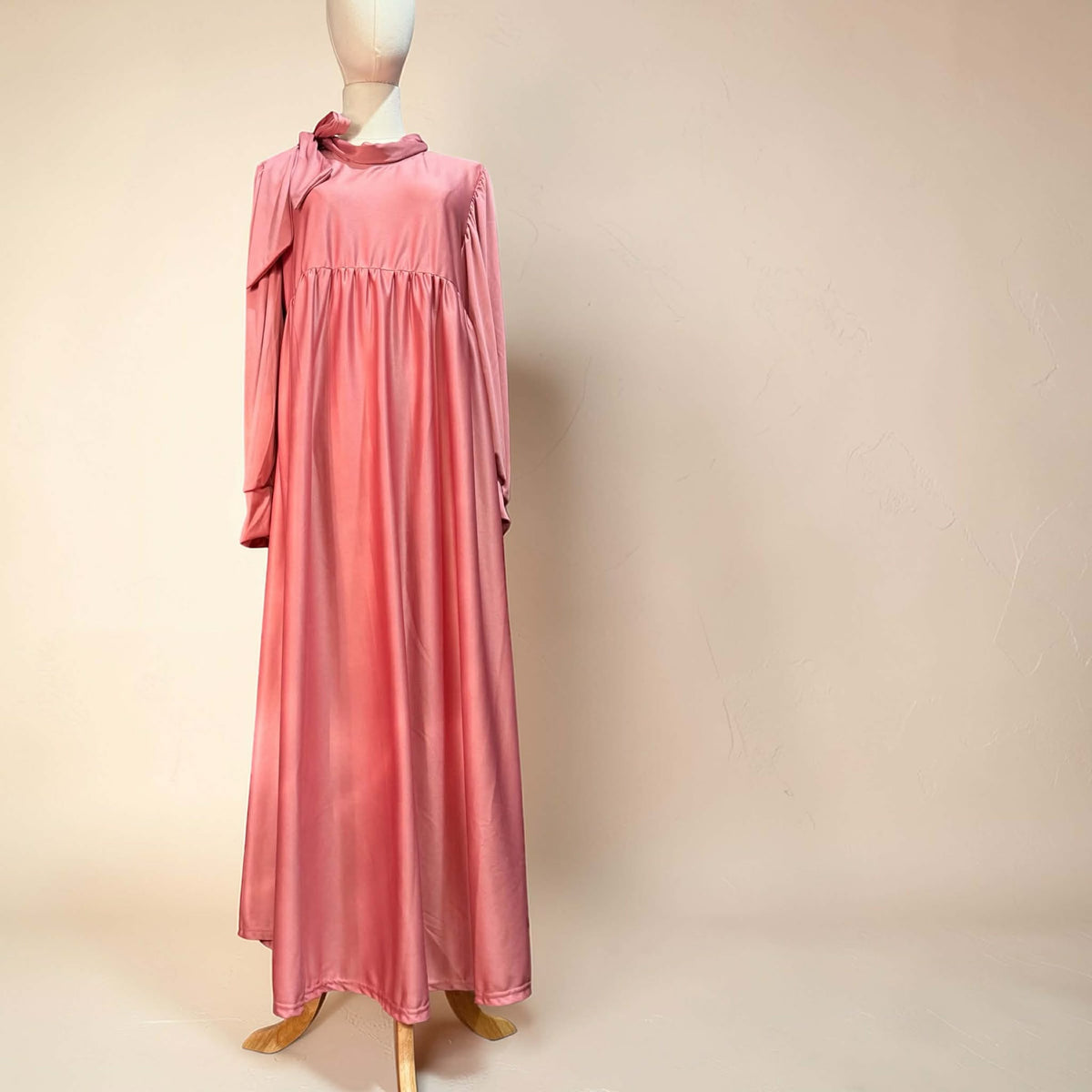 Burqana Haala Muslim Dress for Women Large | Quiana Modest Long Dress with Shirred Shoulder Ribbon
