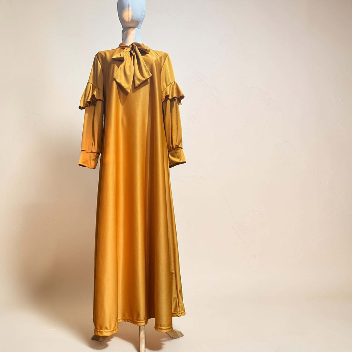 BURQANA Zahra Ribbon A-line Flounce Muslim Long Dress Abaya Fit Up To Large