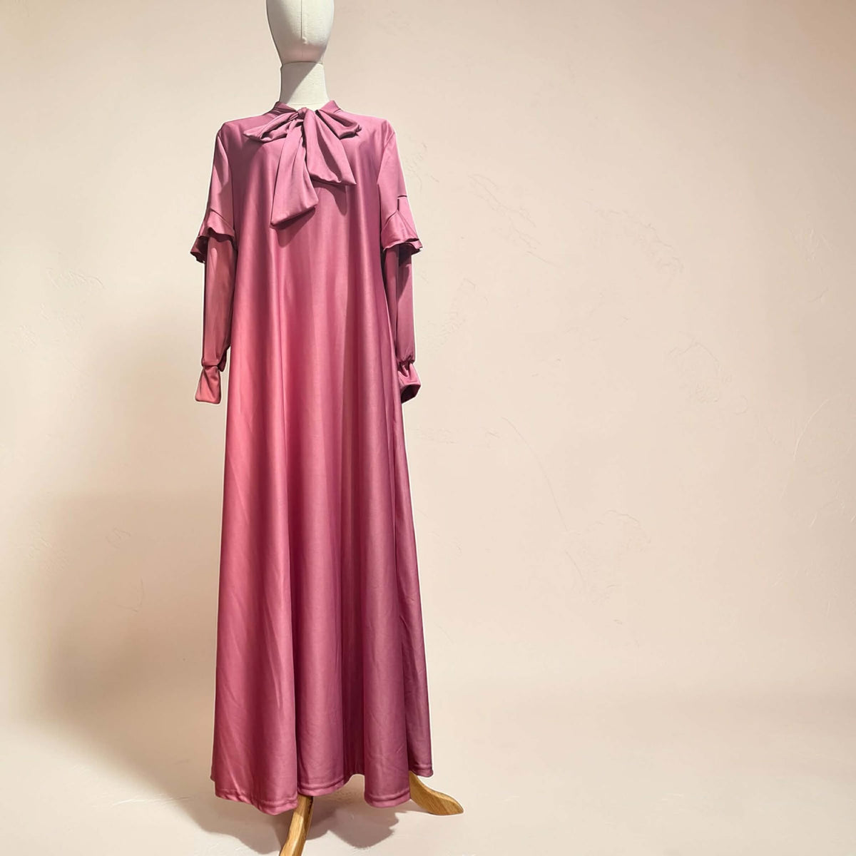 Burqana Haala Muslim Dress for Women Large | Quiana Modest Long Dress with Shirred Shoulder Ribbon