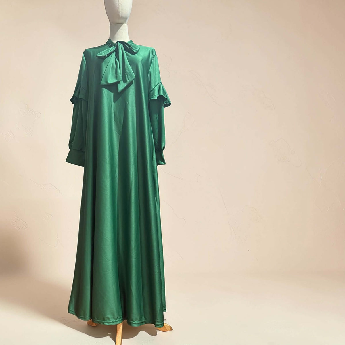BURQANA Zahra Ribbon A-line Flounce Muslim Long Dress Abaya Fit Up To Large