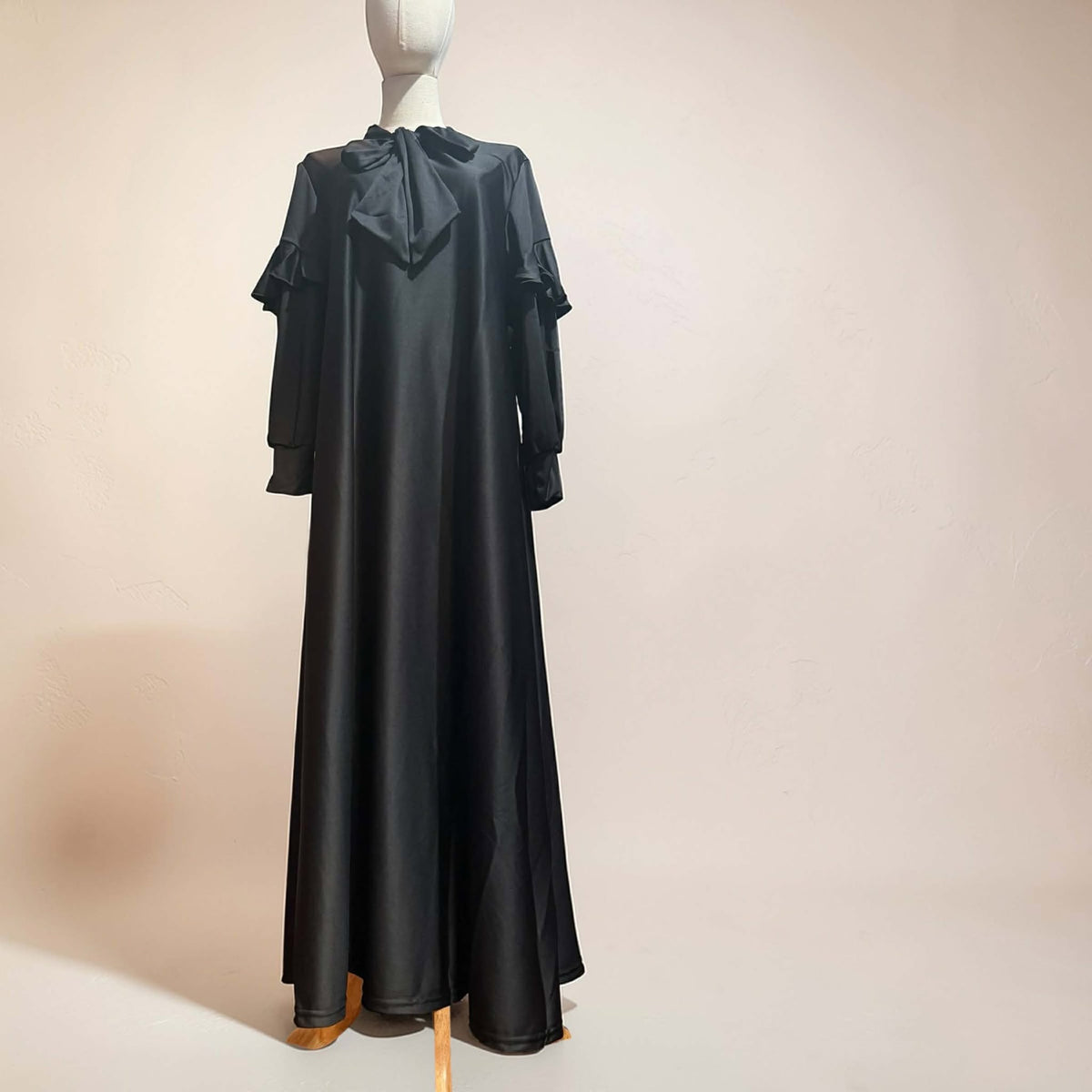 BURQANA Zahra Ribbon A-line Flounce Muslim Long Dress Abaya Fit Up To Large