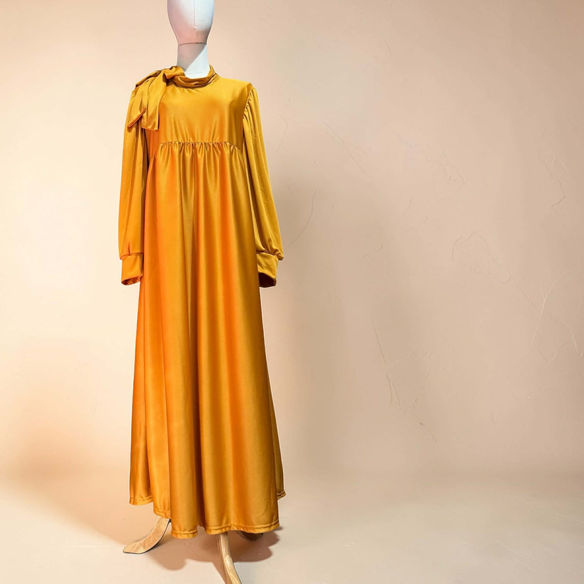 Burqana Haala Muslim Dress for Women Large | Quiana Modest Long Dress with Shirred Shoulder Ribbon
