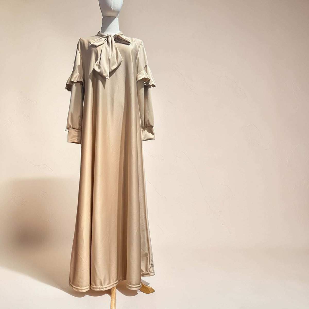 BURQANA Zahra Ribbon A-line Flounce Muslim Long Dress Abaya Fit Up To Large