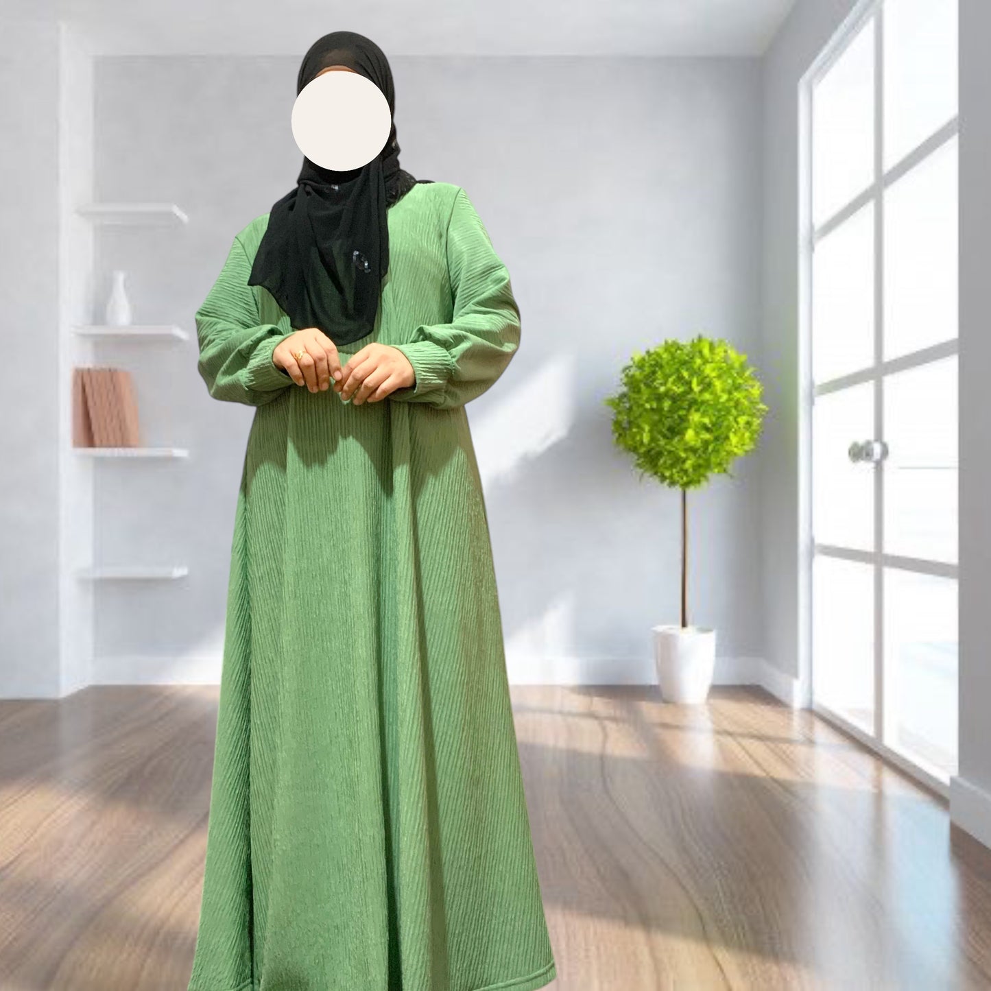 BURQANA Ameerah Bark Crepe A-line  muslim dress for women Small