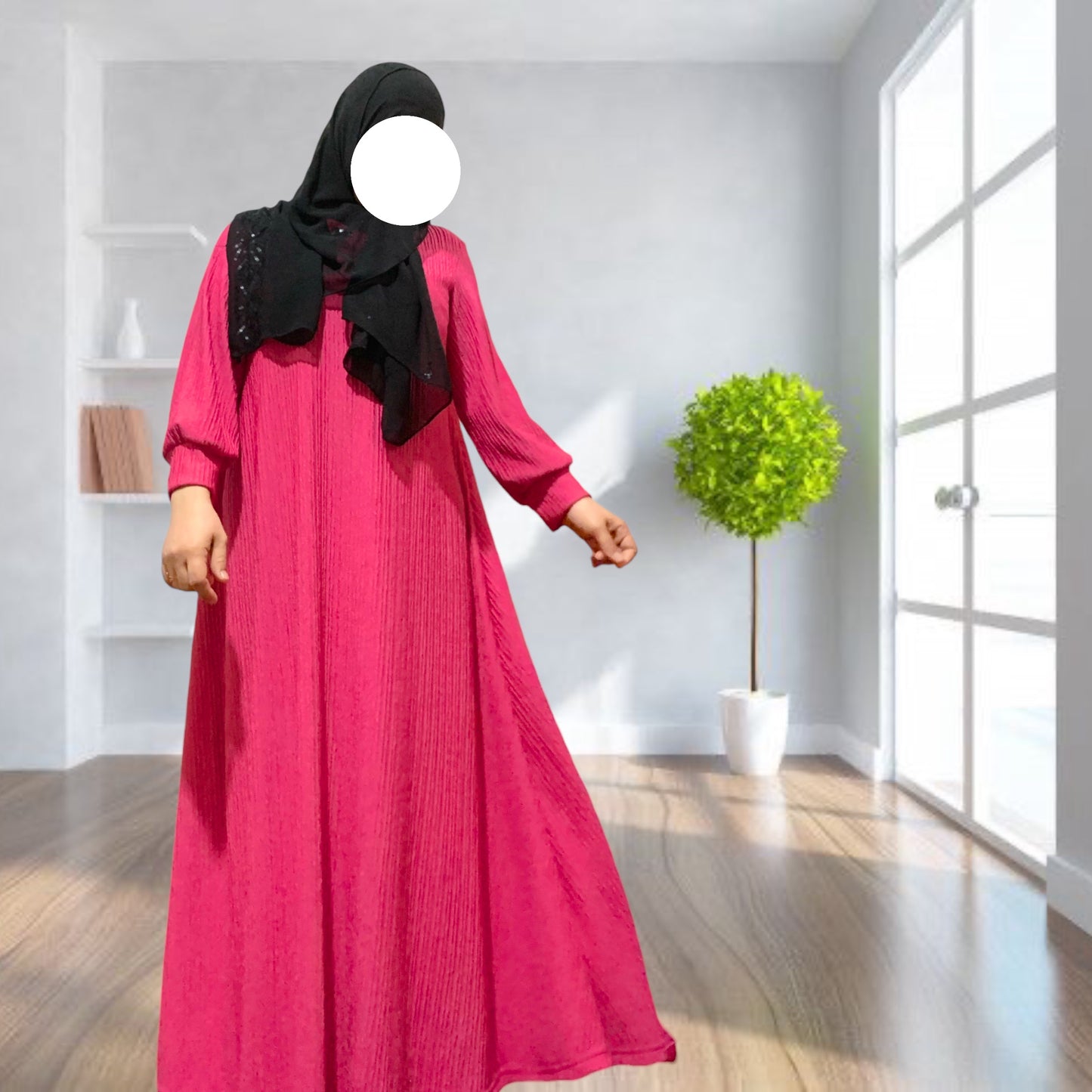 BURQANA Ameerah Bark Crepe A-line  muslim dress for women 2XL