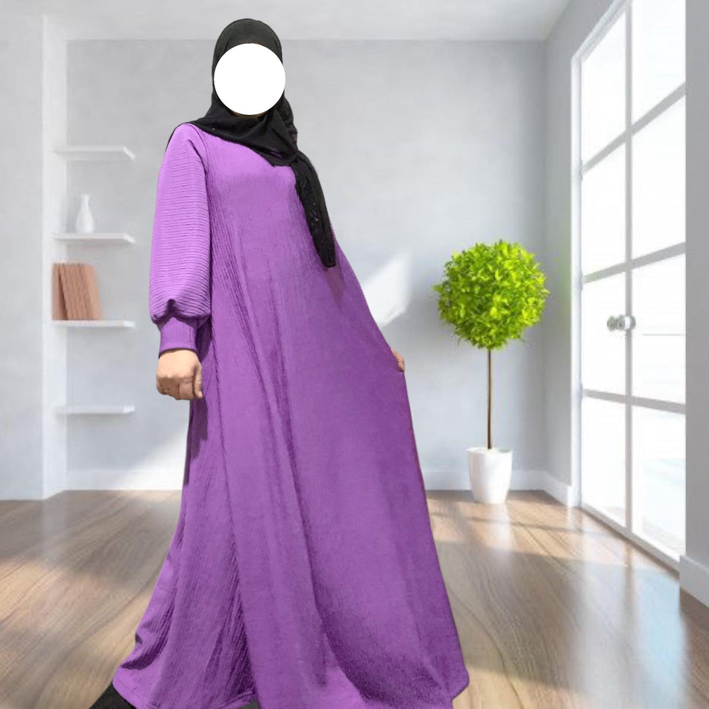 BURQANA Ameerah Bark Crepe A-line  muslim dress for women Small