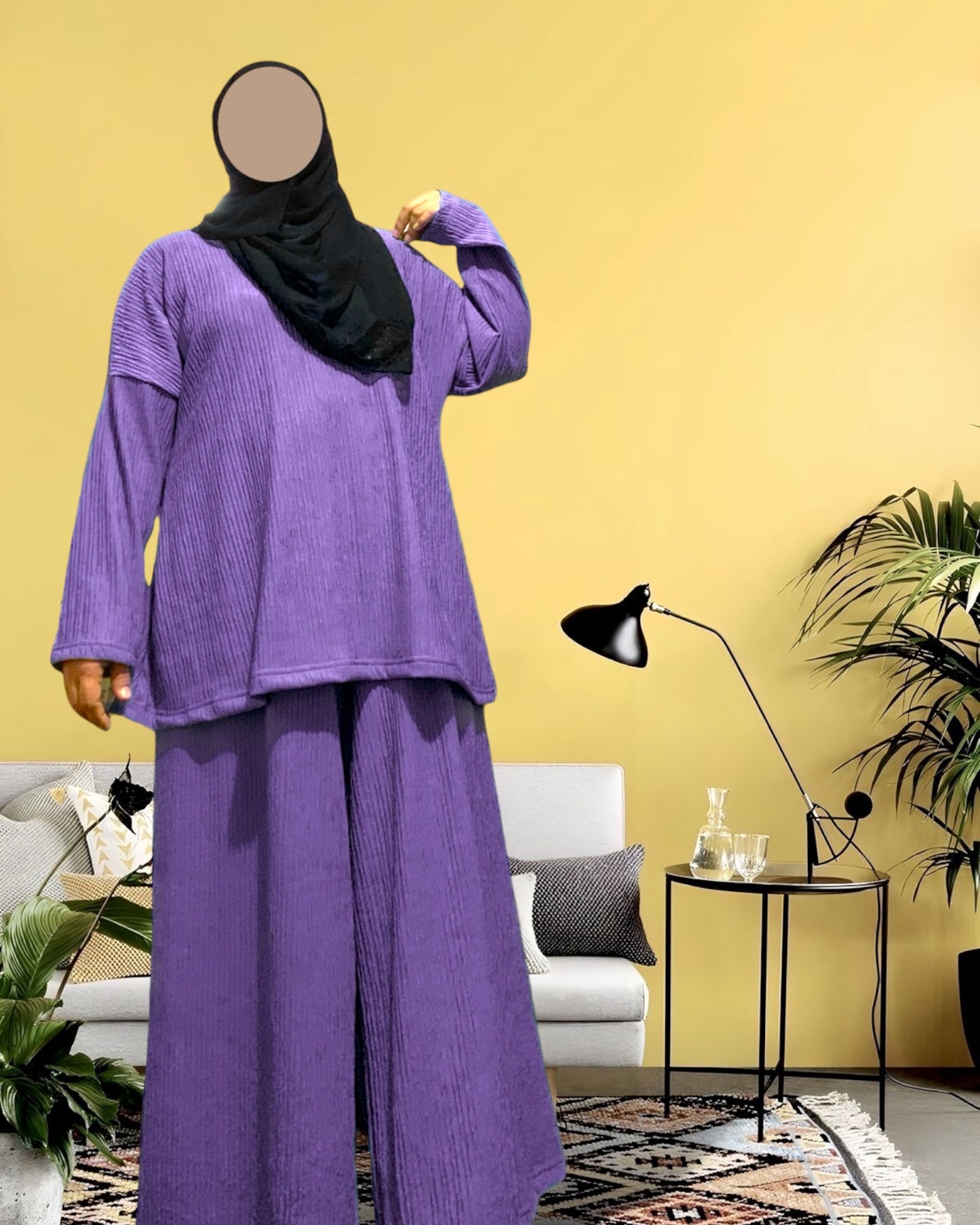 BURQANA Yna Bark Crepe Terno Tunic Paired with High Waist Pants muslim dress for women 2XL