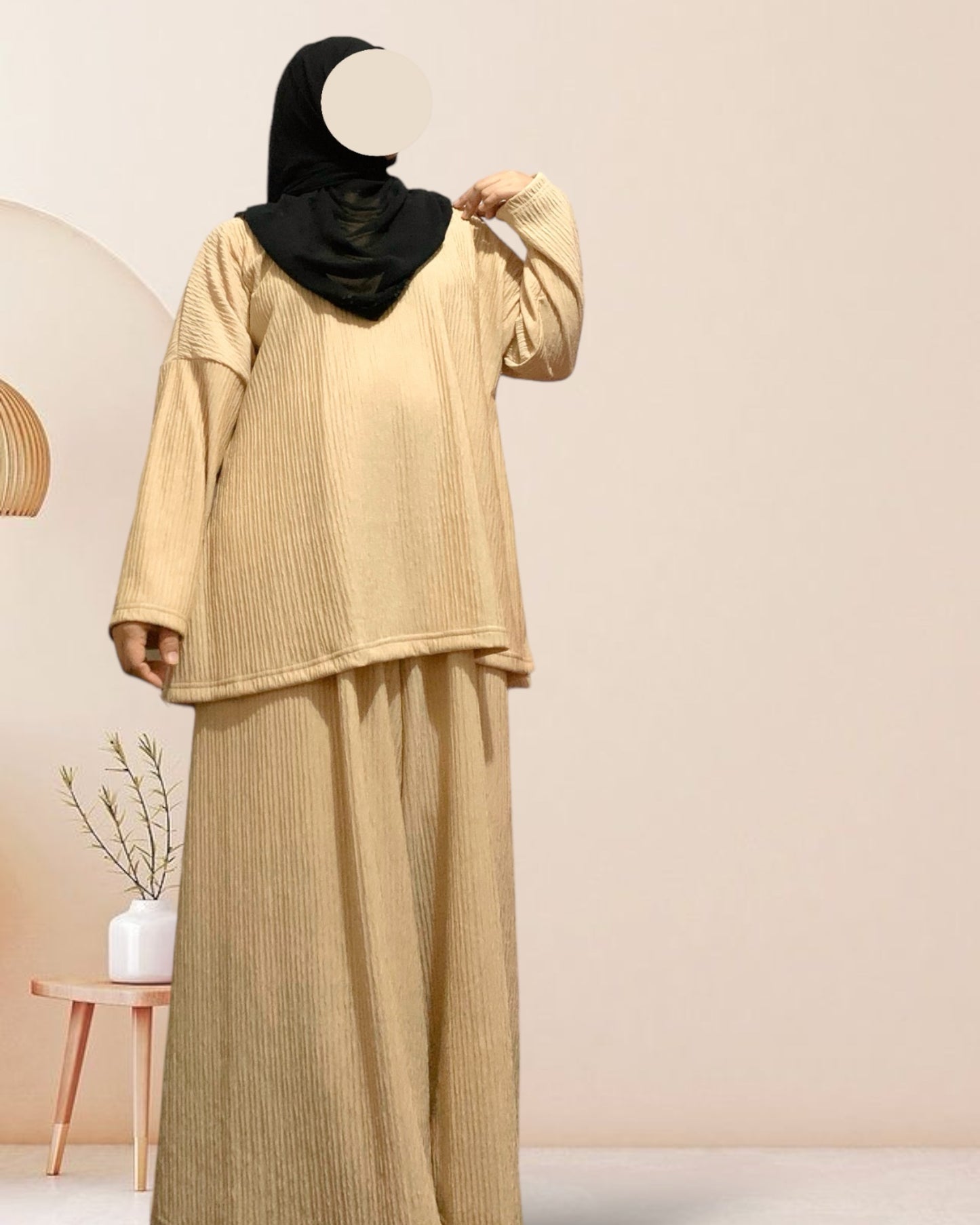 BURQANA Yna Bark Crepe Terno Tunic Paired with High Waist Pants muslim dress for women 2XL