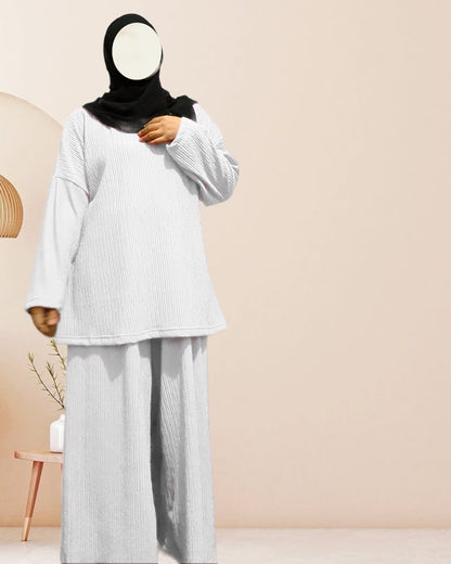 BURQANA Yna Bark Crepe Terno Tunic Paired with High Waist Pants muslim dress for women 2XL