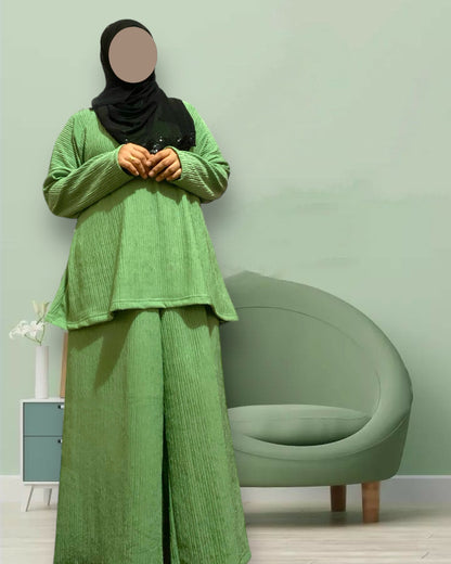 BURQANA Yna Bark Crepe Terno Tunic Paired with High Waist Pants muslim dress for women 2XL