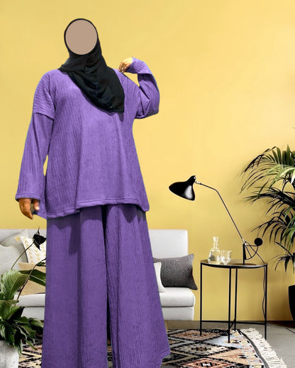 BURQANA Yna Bark Crepe Terno Tunic Paired with High Waist Pants muslim dress for women 2XL