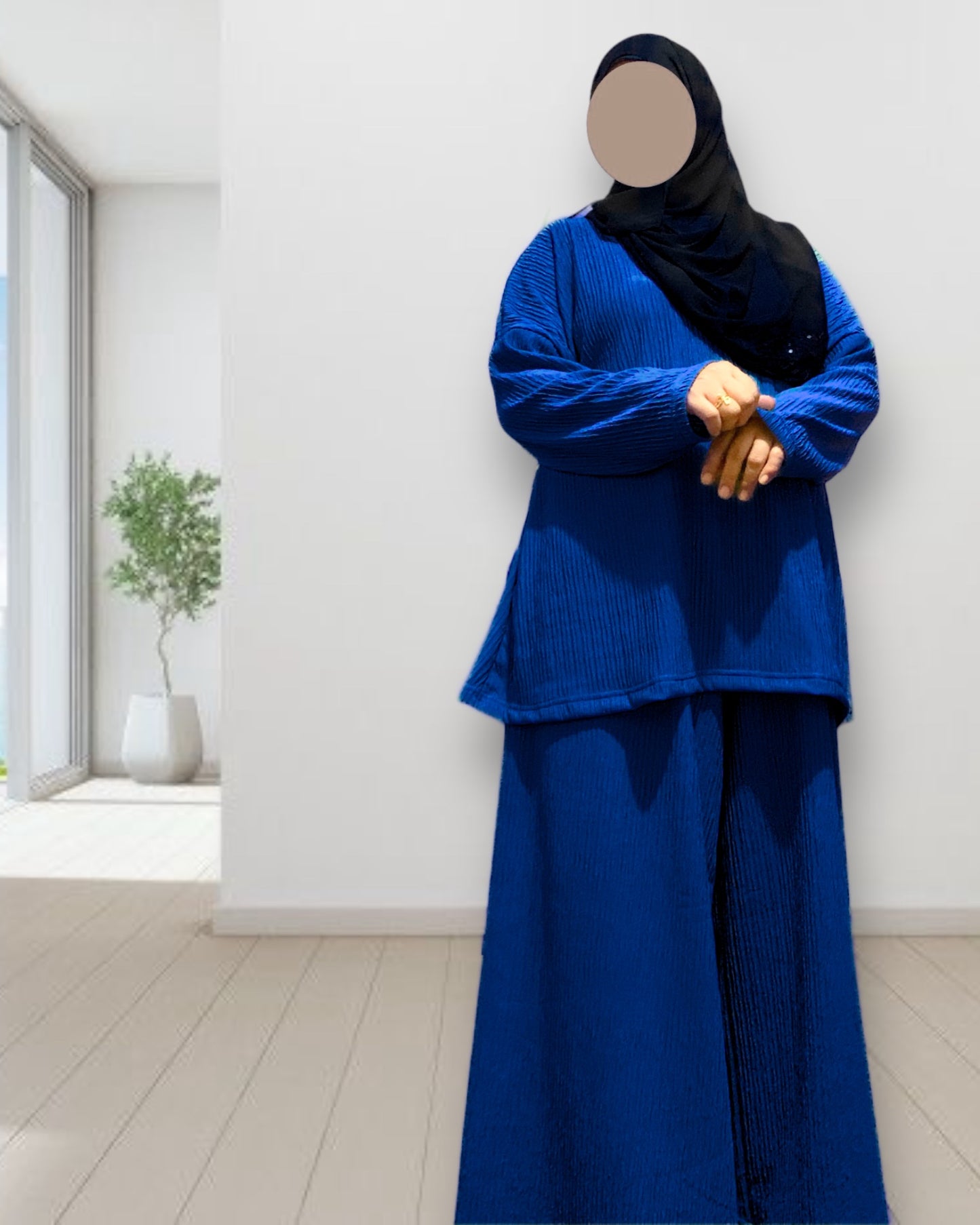 BURQANA Yna Bark Crepe Terno Tunic Paired with High Waist Pants muslim dress for women 2XL